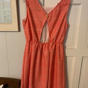 Coral lace dress